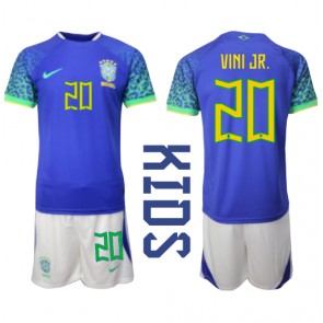 Brazil Vinicius Junior #20 Gostujuci Dres za Dječji SP 2022 Kratak Rukavima (+ kratke hlače)